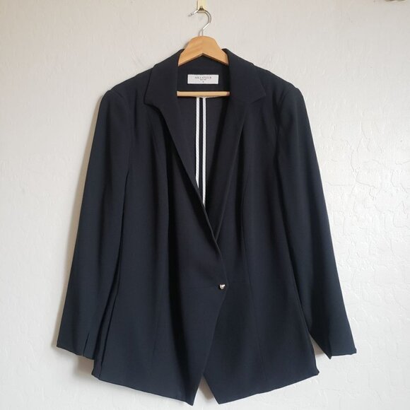 MM Lafleur Wells 2.0 Blazer Jacket Classic Black Asymmetrical Size Women's +1 - Picture 1 of 12
